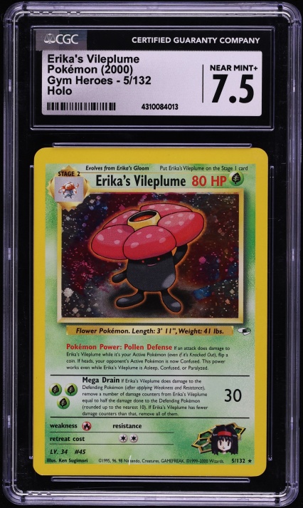 2000 Pokemon Gym Heroes Holo Erika's Vileplume #5 CGC 7.5 NRMT+