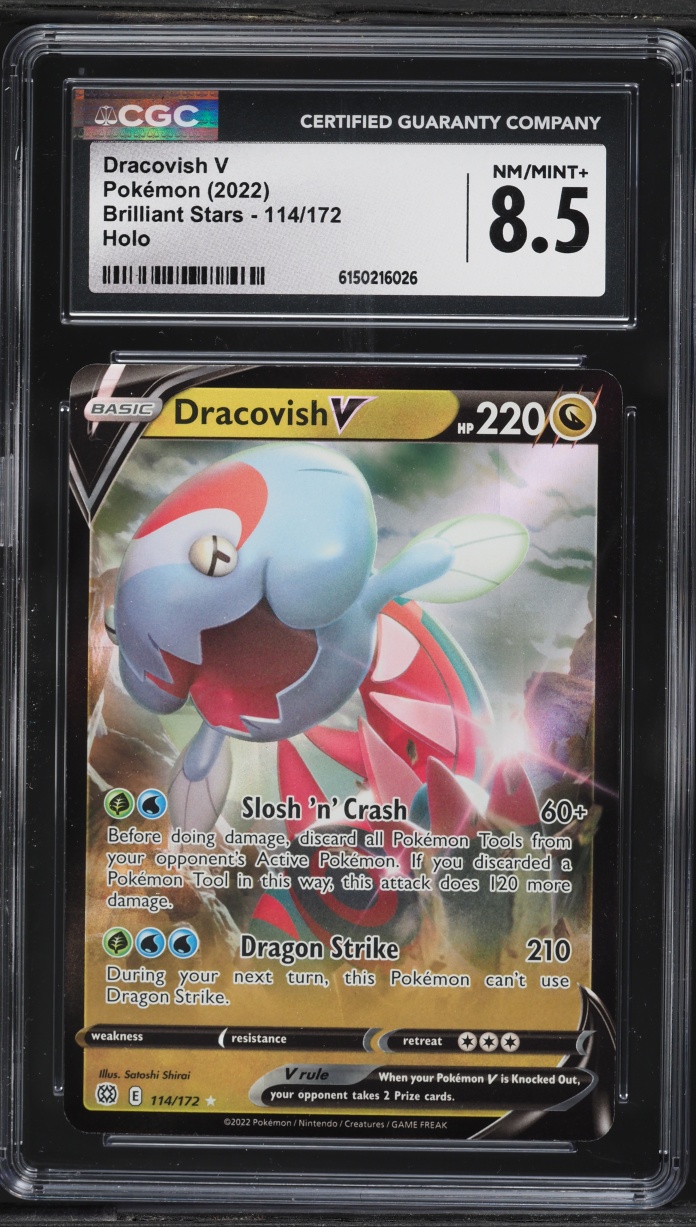 2022 Pokemon Sword & Shield Brilliant Stars Dracovish V #114 CGC 8.5 NM-MT+