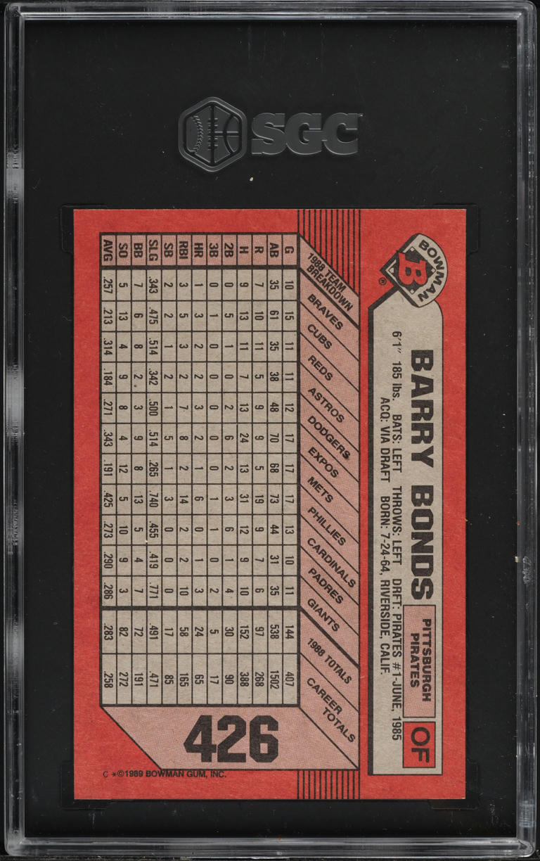 1989 Bowman Barry Bonds #426 SGC 9.5 MINT+