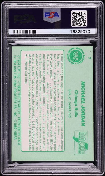 1985 Star Gatorade Michael Jordan ROOKIE #7 PSA 8 NM-MT