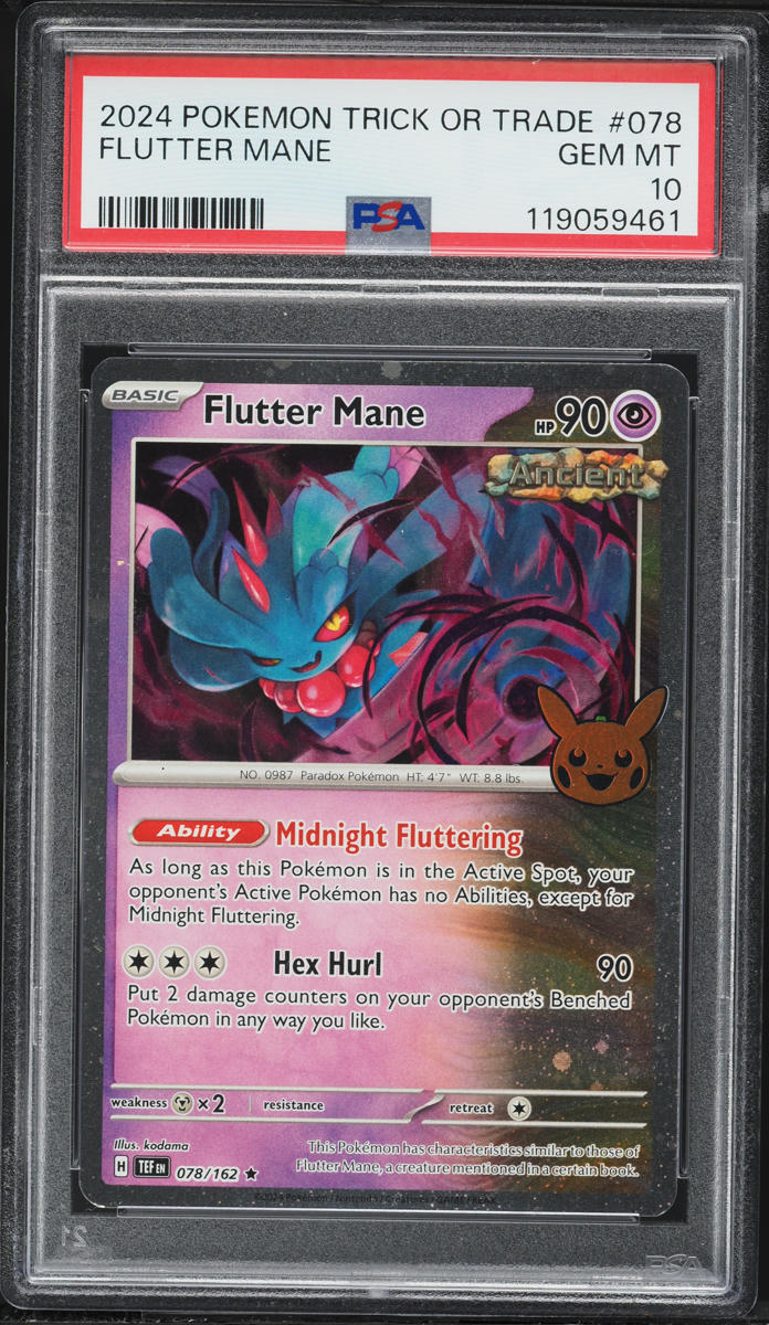 2024 Pokemon Scarlet & Violet Temporal Forces Trick Or Trade Flutter Mane #78 PSA 10 GEM MINT