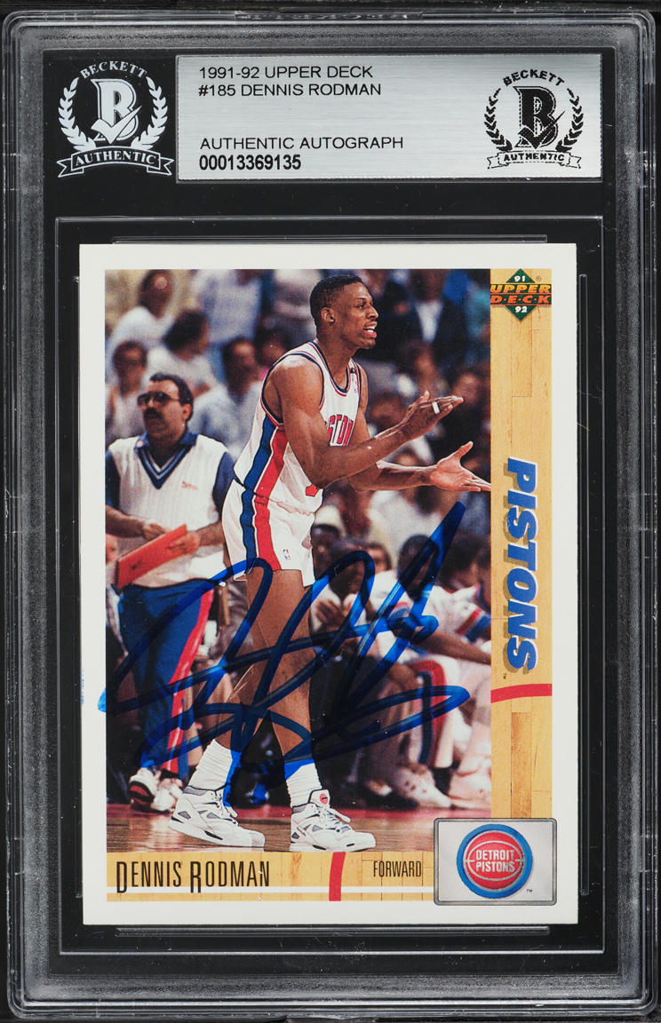 1991 Upper Deck Basketball Dennis Rodman AUTO #185 BAS BGS AUTH