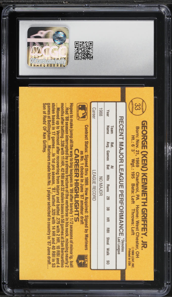 1989 Donruss Ken Griffey Jr. ROOKIE #33 CGC 8.5 NM-MT+