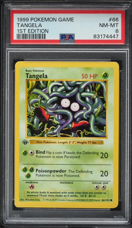 1996 Pokemon Japanese Base Set No Rarity Symbol Tangela #114 PSA 8