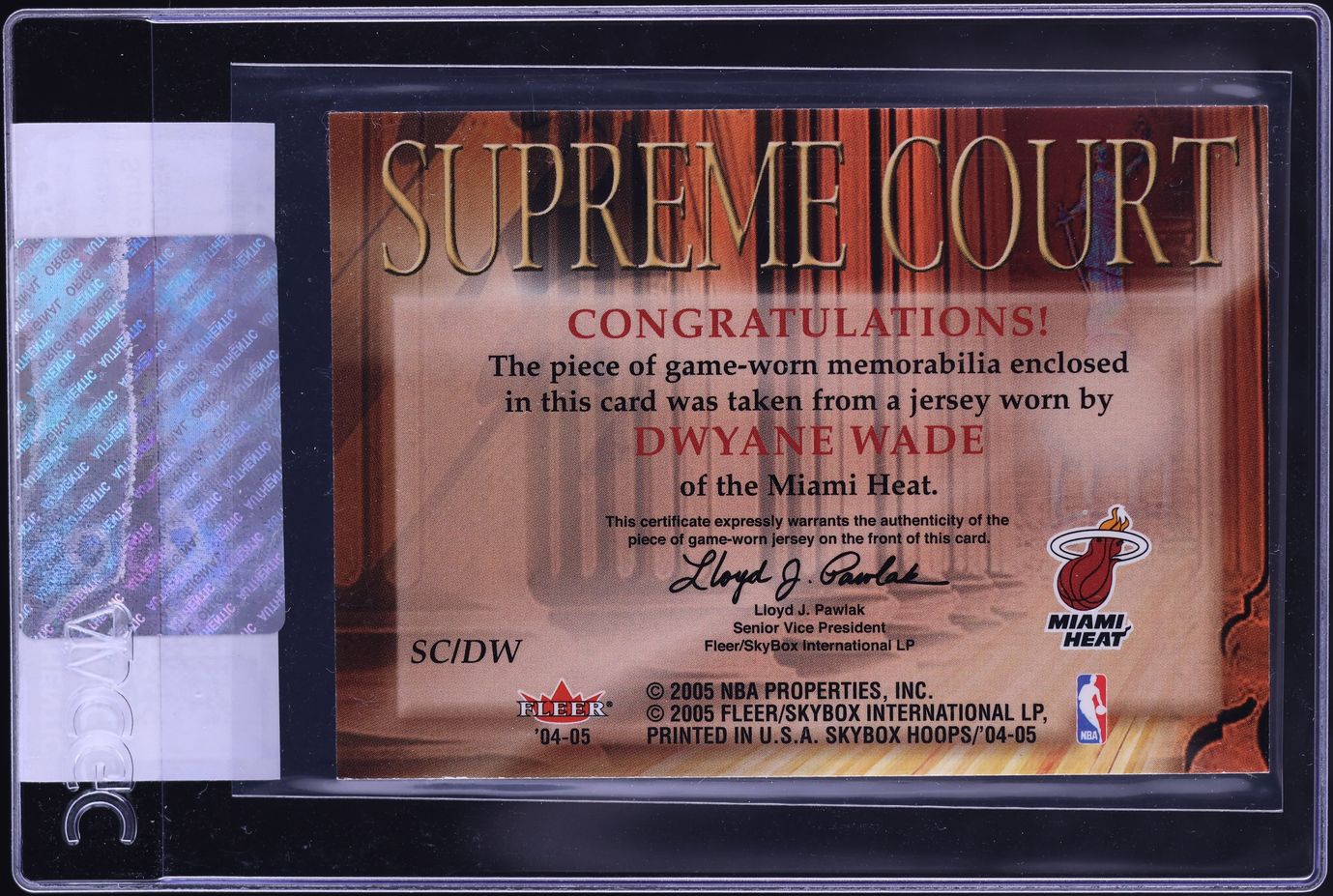 2004 Hoops Supreme Court Dwyane Wade PATCH #SC CGC AUTH on