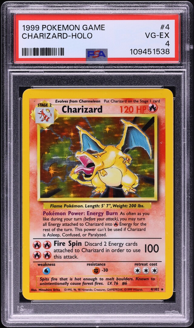 1999 Pokemon Base Set Holo Charizard #4 PSA 4 VGEX