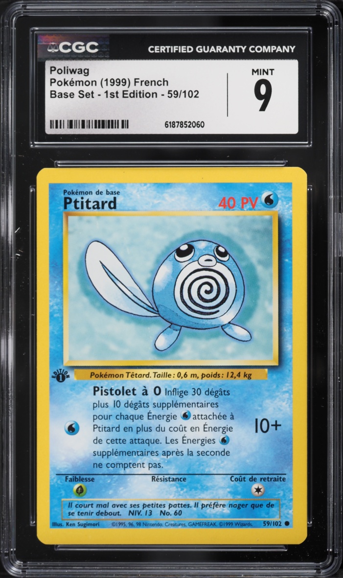 1999 Pokemon German Base Set 1st Edition Poliwag #59 CGC 9 MINT