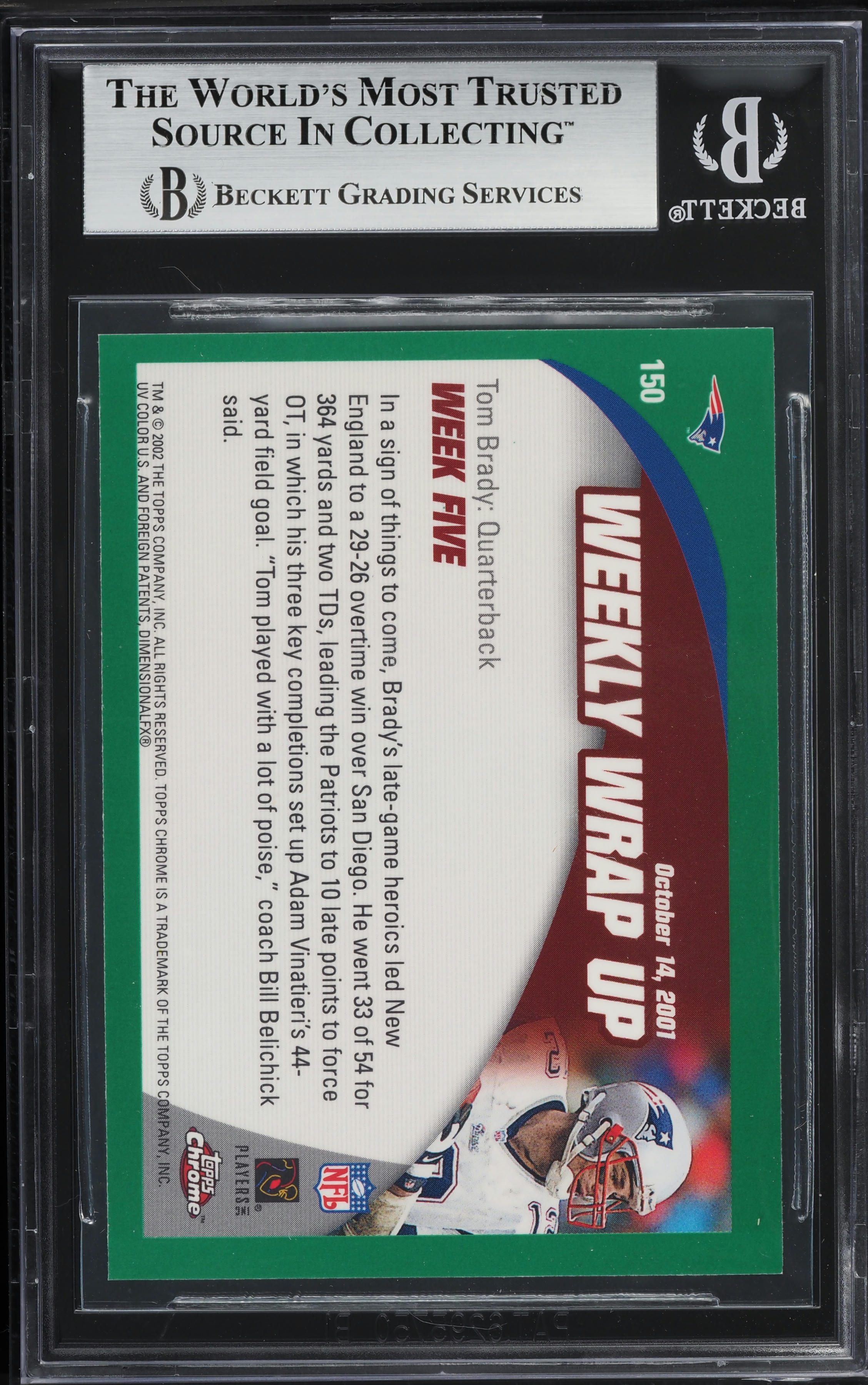 2002 Topps Chrome Tom Brady #150 BGS 8 NM-MT
