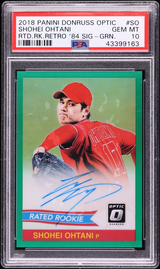 2018 Donruss Optic Retro '84 Signatures Green Shohei Ohtani ROOKIE AUTO /5 #84S-SO PSA 10 GEM