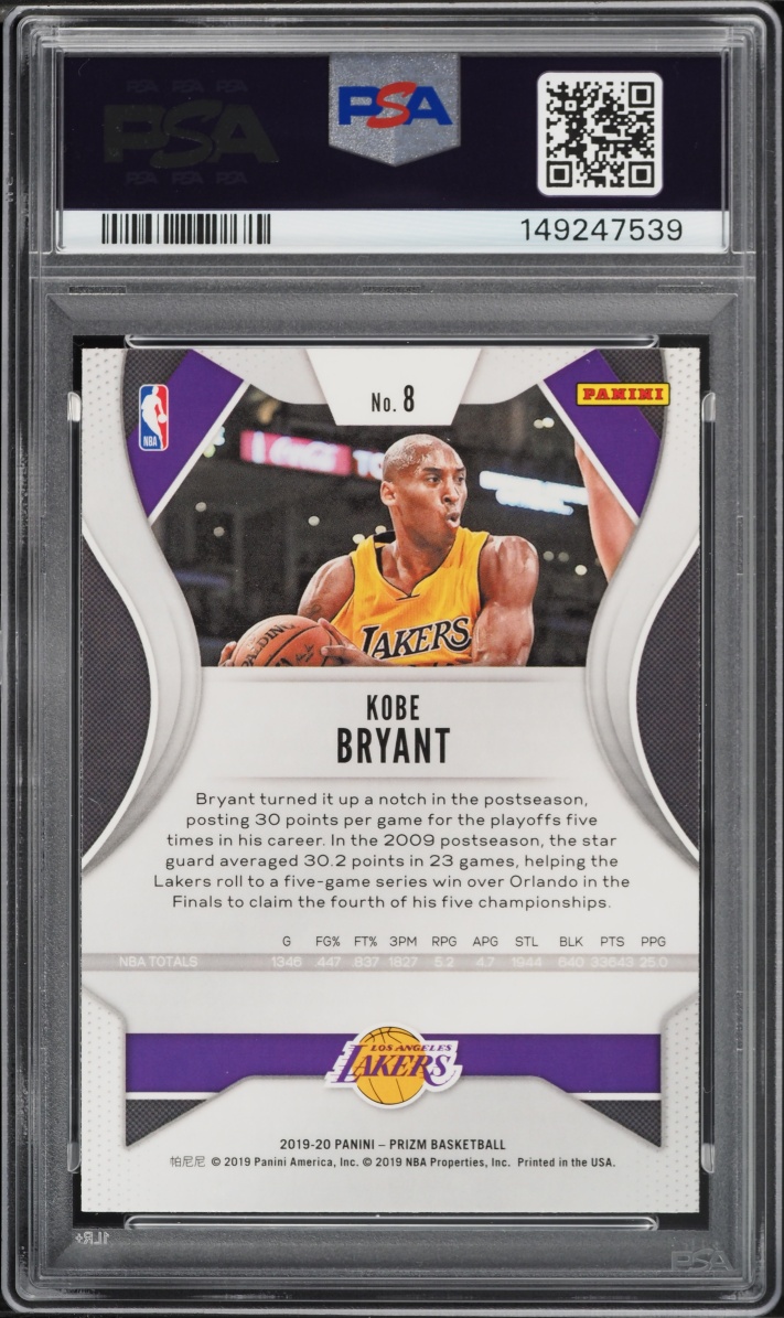 2019 Panini Prizm Kobe Bryant #8 PSA 10 GEM MINT