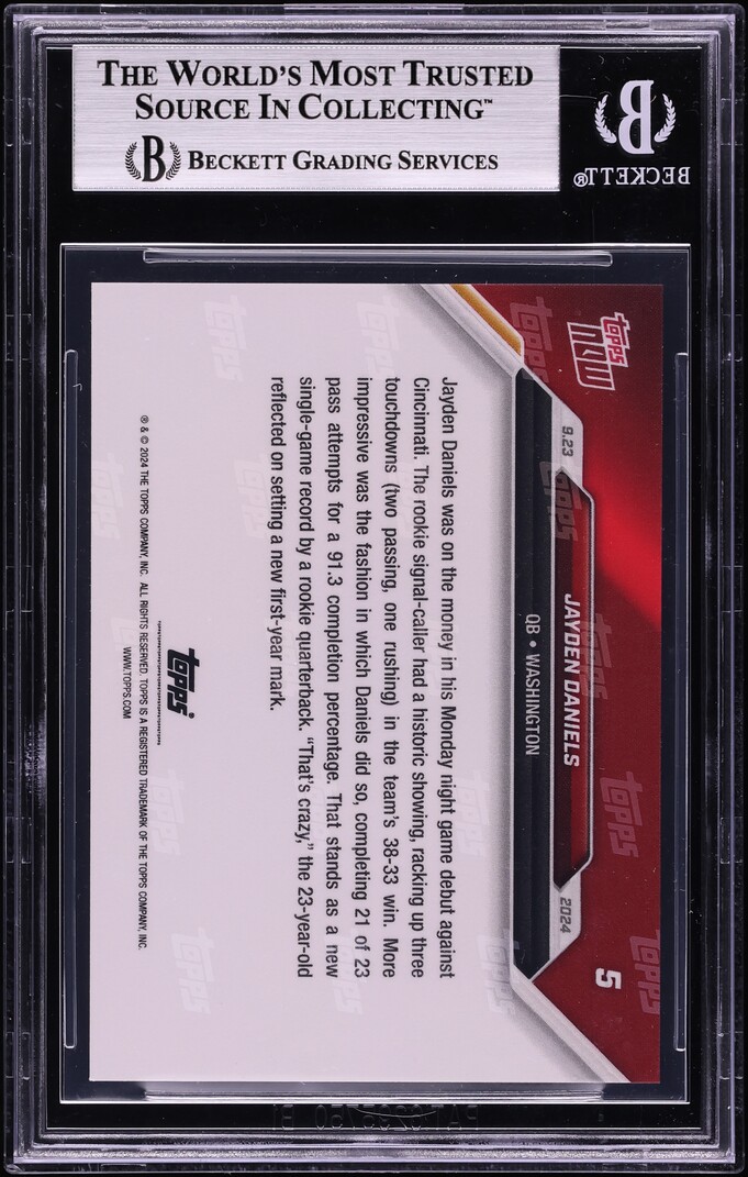 2024 Topps Now Jayden Daniels ROOKIE #5 BGS 9 MINT