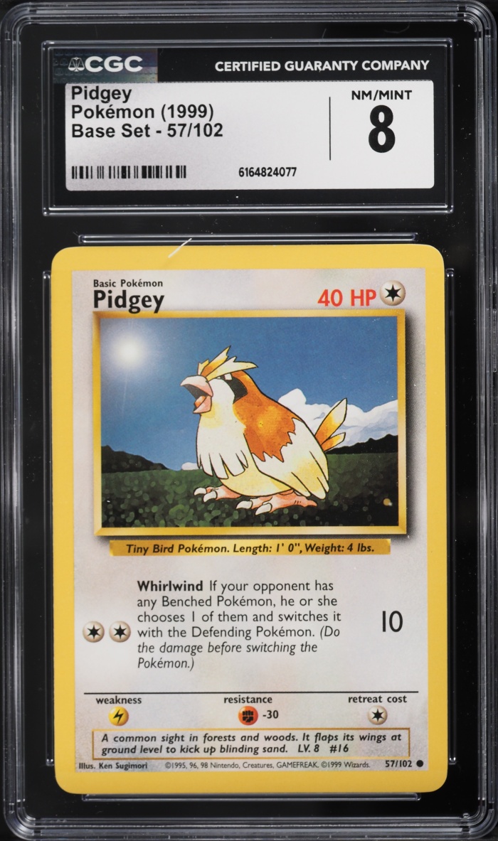 1999 Pokemon Base Set Pidgey #57 CGC 8 NM-MT