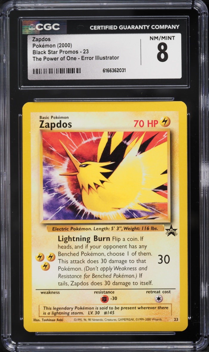 2000 Pokemon Black Star Promo Aoki Error Zapdos #23 CGC 8 NM-MT