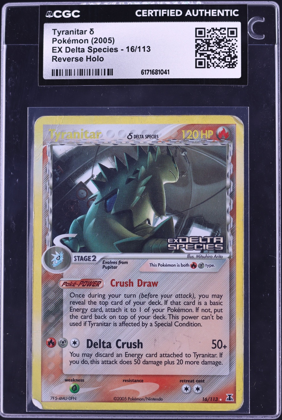 2005 Pokemon EX Delta Species Reverse Holo Tyranitar #16 CGC AUTH
