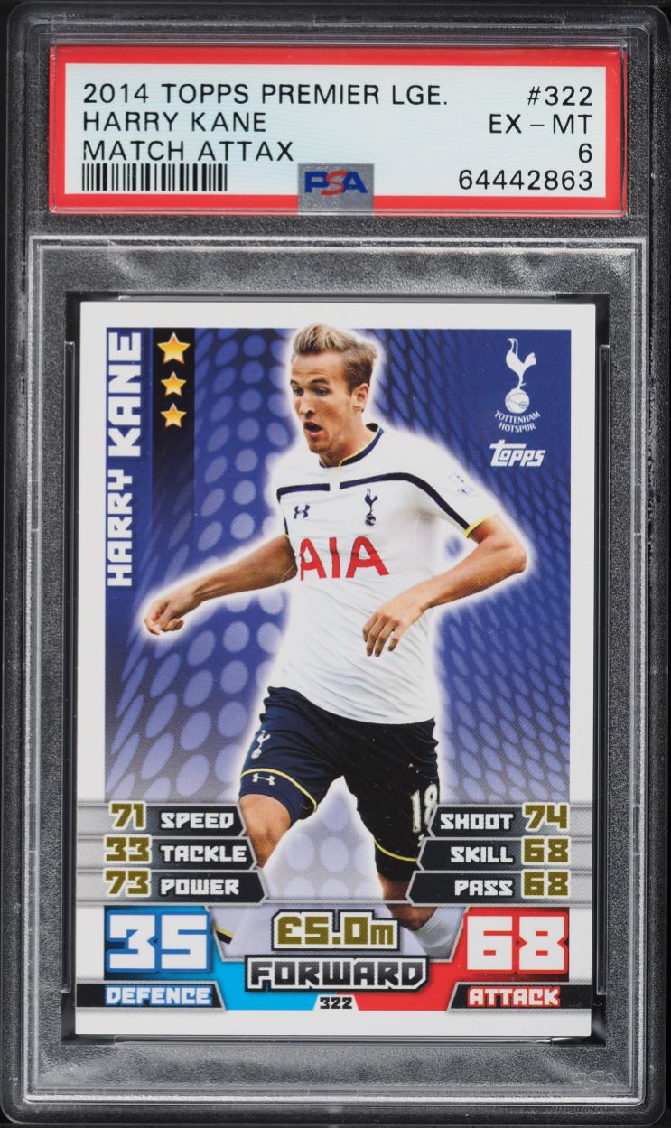 2014 Topps Premier League Match Attax Harry Kane ROOKIE #322 PSA 6 EXMT ...