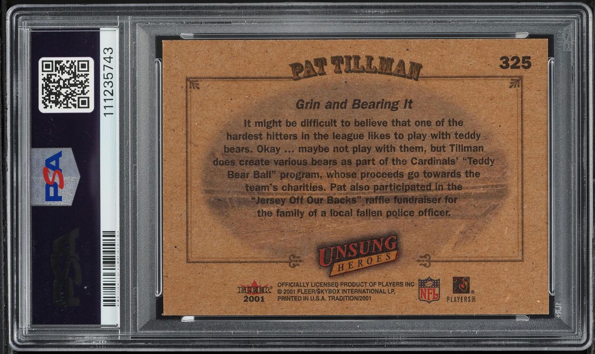 2001 Fleer Tradition Pat Tillman ROOKIE #325 PSA 9 MINT