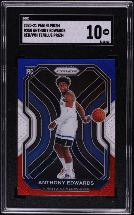 2020 Panini Prizm Red White Blue Anthony Edwards ROOKIE #258 SGC 10 GEM MINT