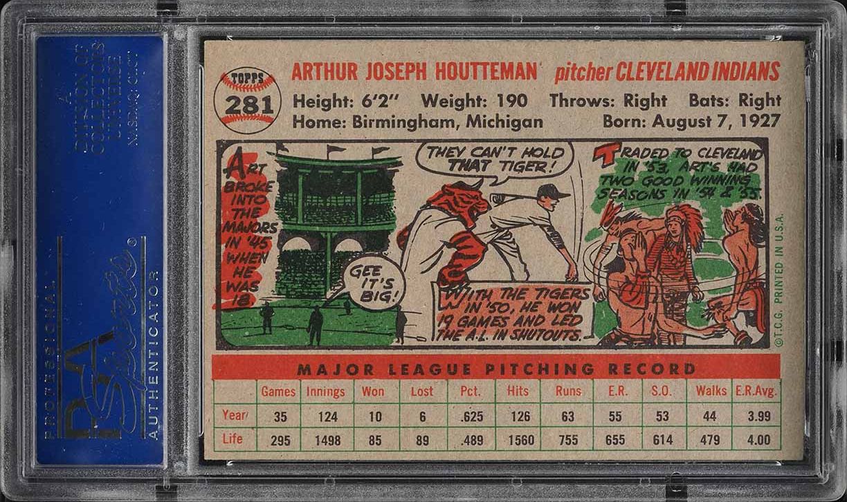 1956 Topps Art Houtteman #281 PSA 7 NRMT