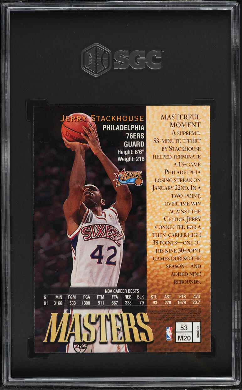 1997 Finest Bronze Jerry Stackhouse #53 SGC 8 NM-MT