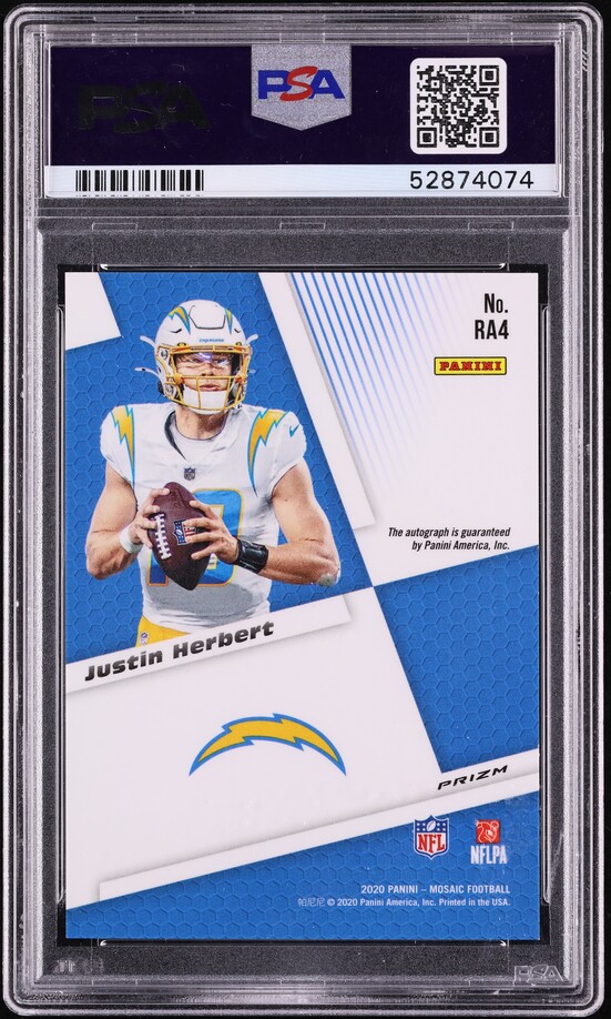 2020 Panini Mosaic Justin Herbert ROOKIE AUTO #RA4 PSA 9 MINT