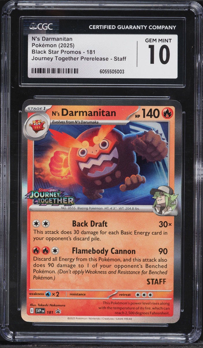 2025 Pokemon SV Promo Journey Together Prerelease Staff N's Darmanitan #181 CGC 10 GEM MINT