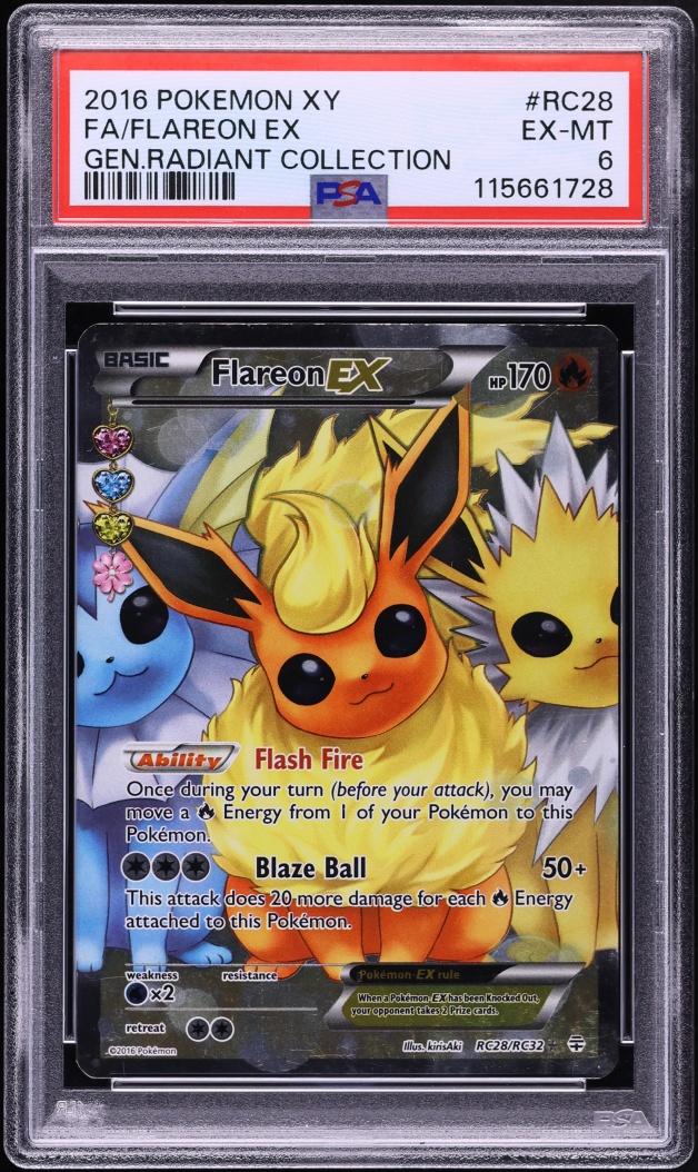 2016 Pokemon XY Generations Radiant Collection Full Art Flareon EX #RC28 PSA 6 EXMT