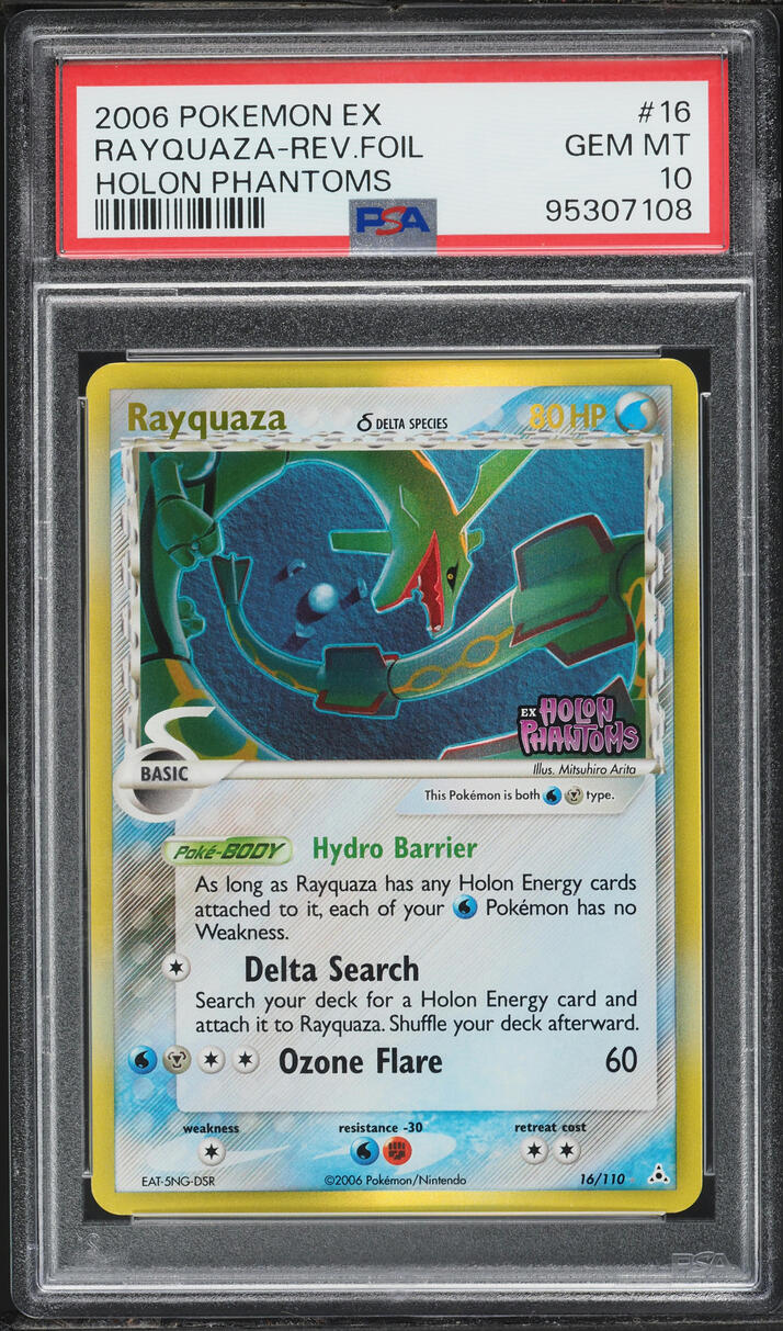 2006 Pokemon EX Holon Phantoms Reverse Holo Rayquaza #16 PSA 10 GEM MINT