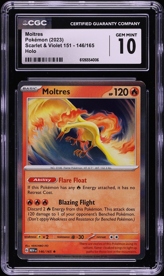 2023 Pokemon Scarlet & Violet 151 Holo Moltres #146 CGC 10 GEM MINT