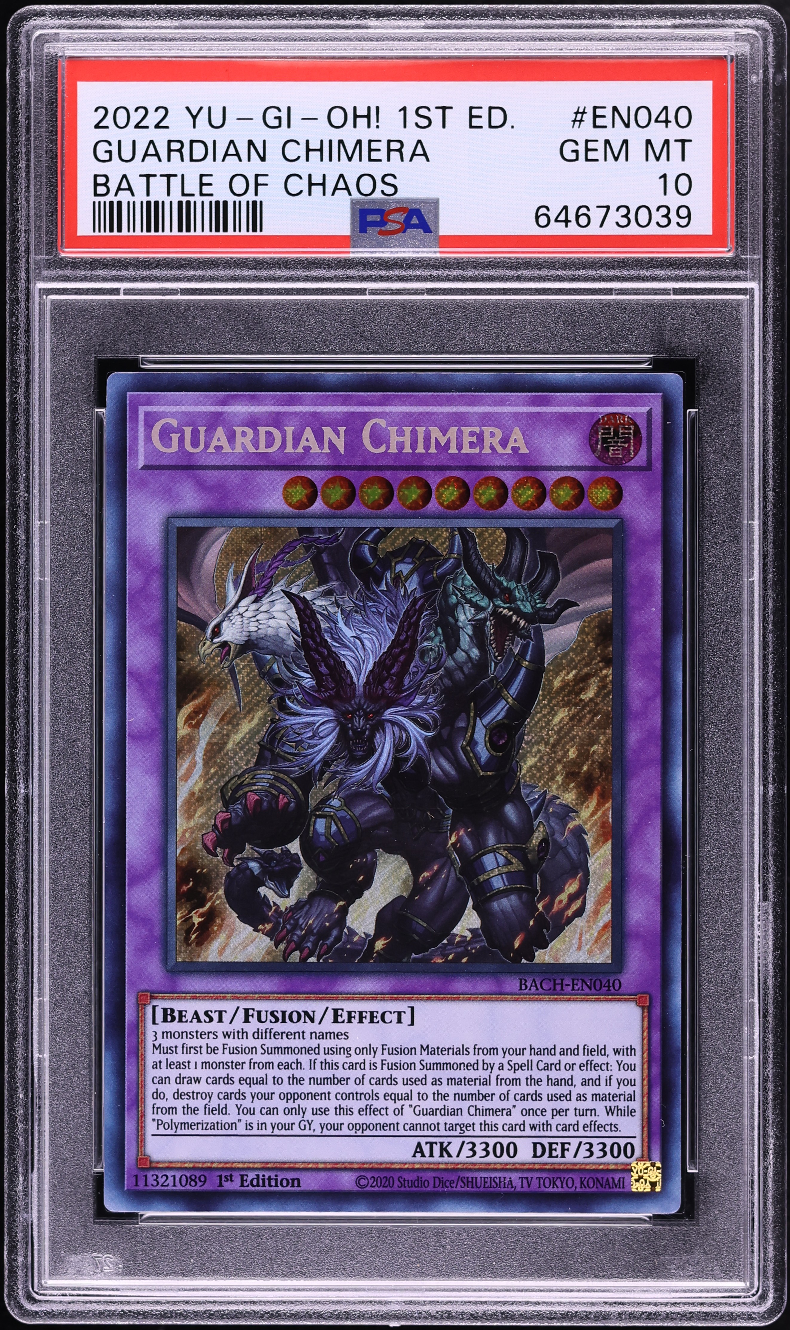 2022 Yu-Gi-Oh! Battle Of Chaos 1st Edition Guardian Chimera #BACH-EN040 PSA 10 GEM MINT
