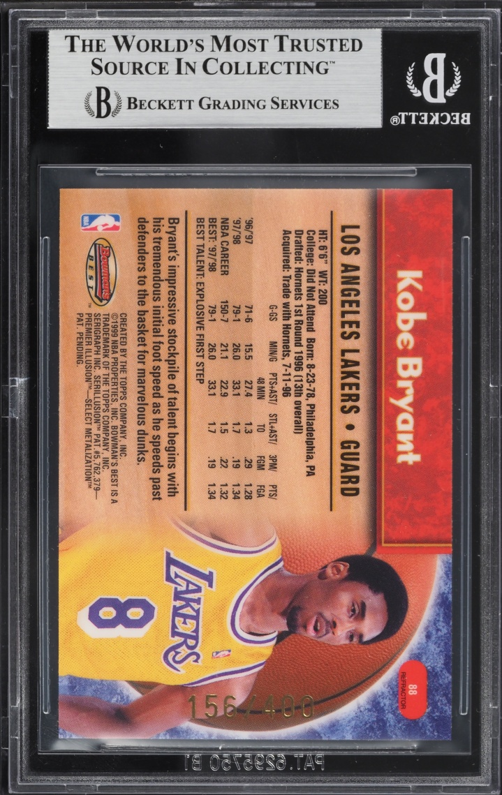1998 Bowman's Best Refractor Kobe Bryant /400 #88 BGS 8.5 NM-MT+