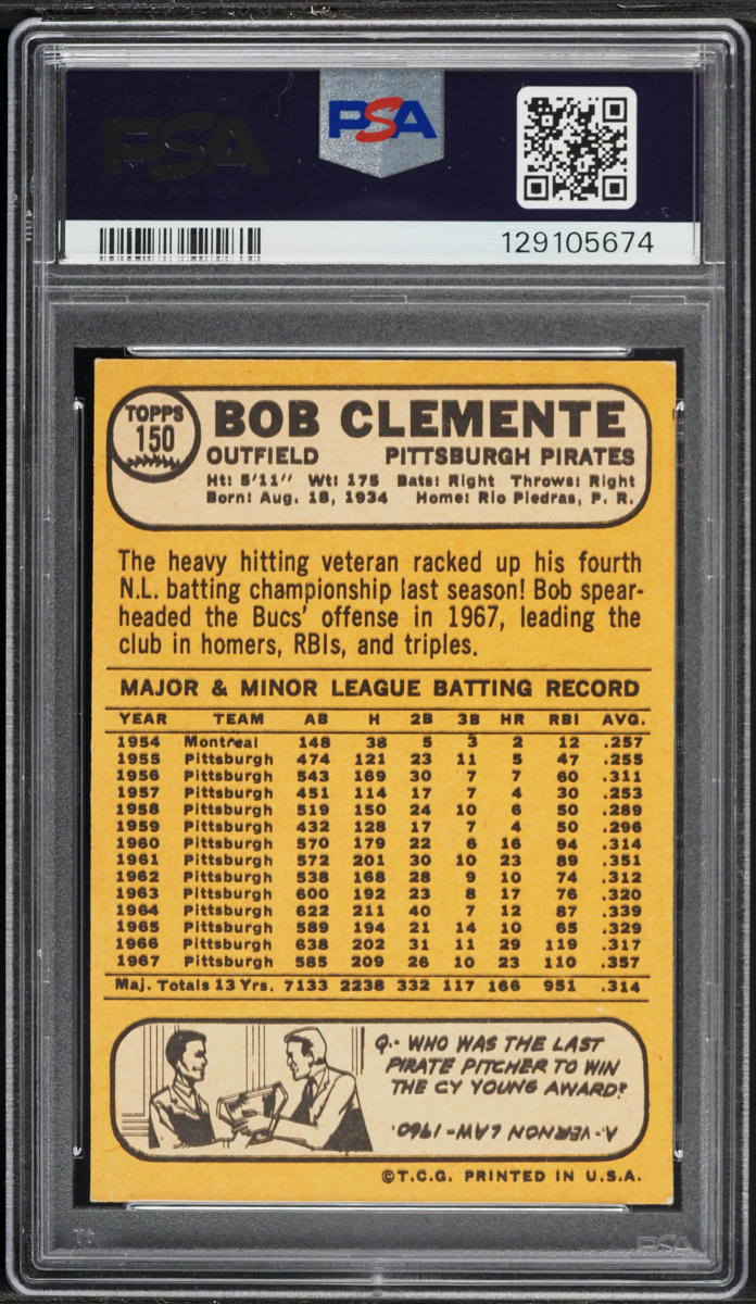 1968 Topps Roberto Clemente #150 PSA 5.5 EX+