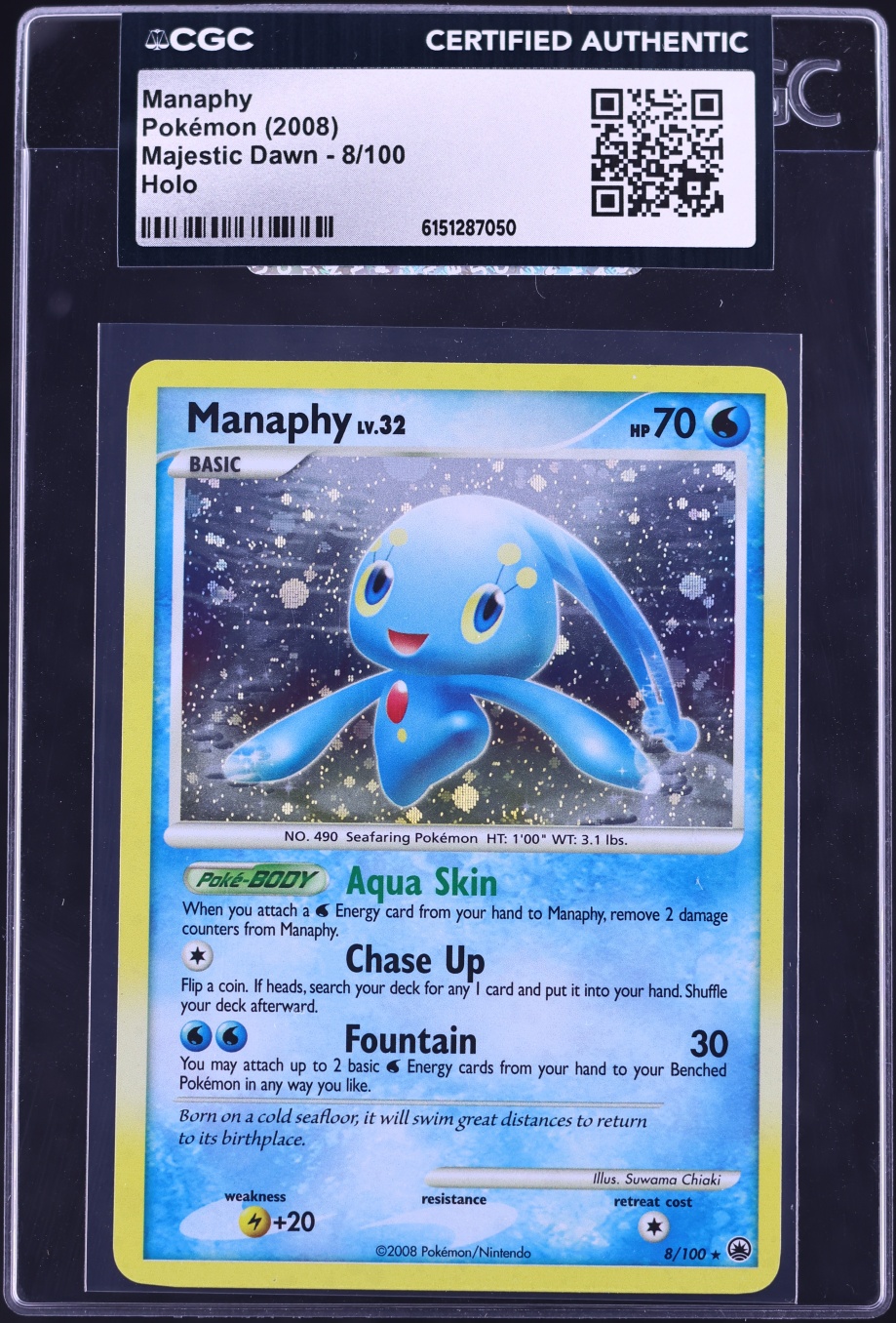 2008 Pokemon Majestic Dawn Holo Manaphy #8 CGC AUTH