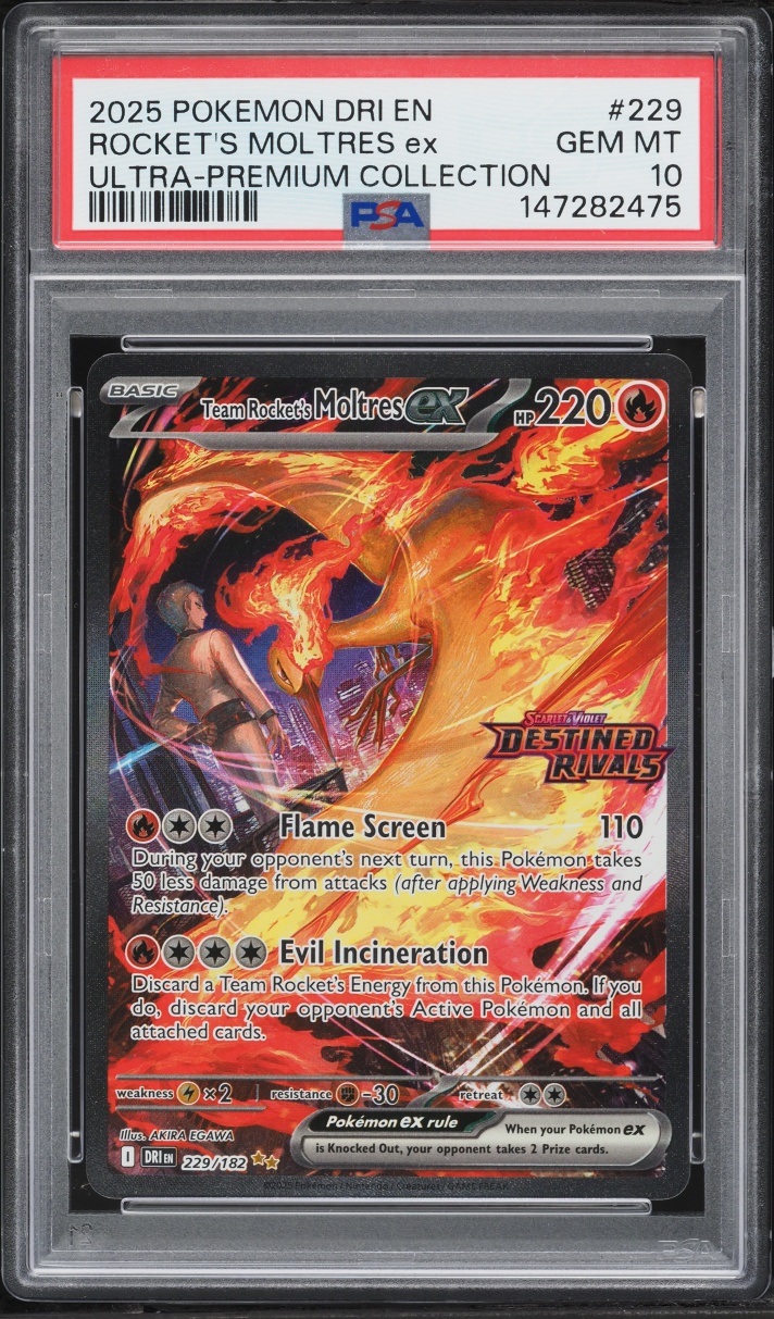 2025 Pokemon SV Destined Rivals Ultra Premium SIR Team Rocket's Moltres EX #229 PSA 10 GEM MINT
