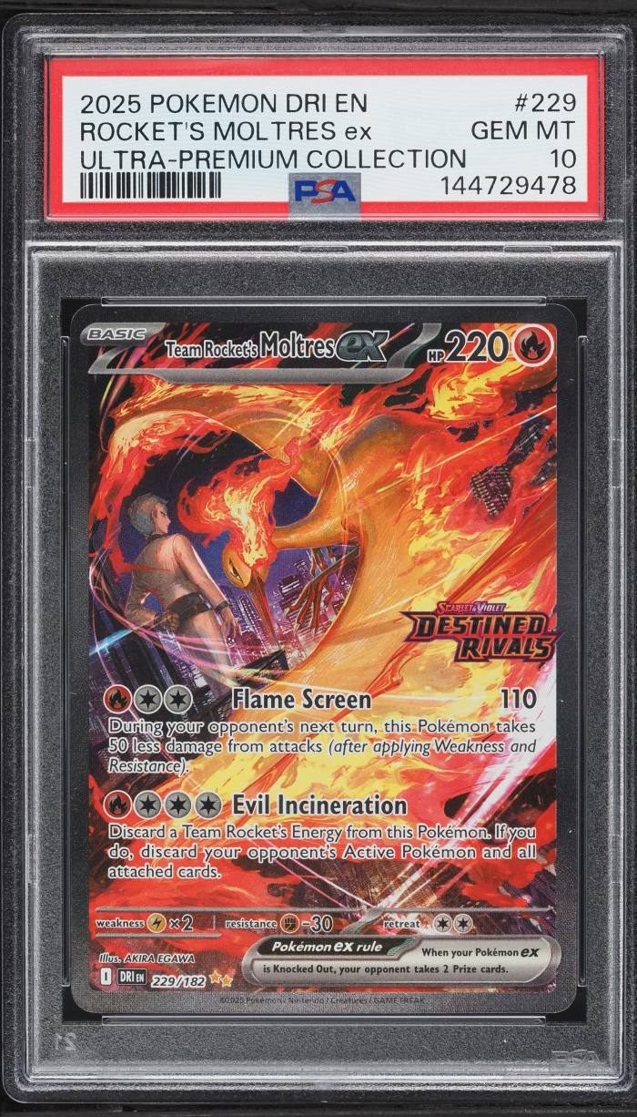 2025 Pokemon SV Destined Rivals Ultra Premium SIR Team Rocket's Moltres Ex #229 PSA 10 GEM MINT