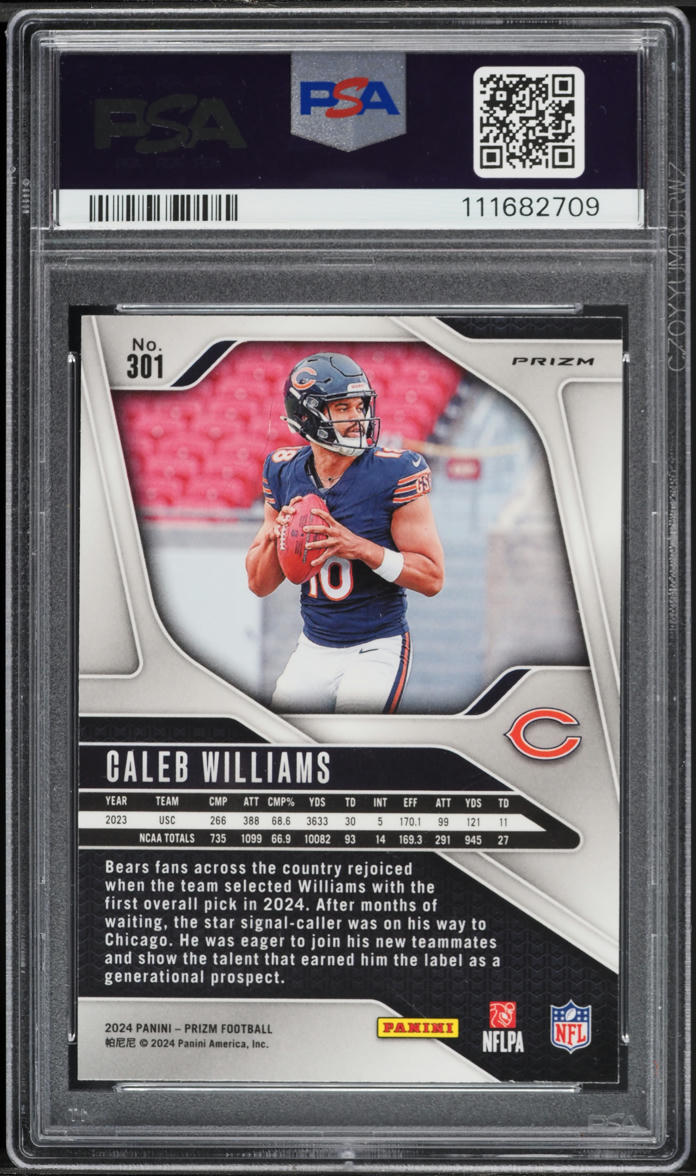 2024 Panini Prizm Purple Pulsar Caleb Williams ROOKIE #301 PSA 10 GEM MINT