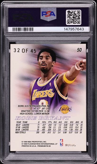 1999 Skybox Premium Star Rubies Kobe Bryant /45 #50 PSA 8 NM-MT