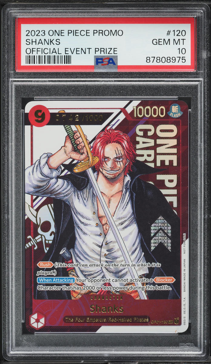 2023 One Piece Promos Serialized Top Prize Shanks #120 PSA 10 GEM MINT