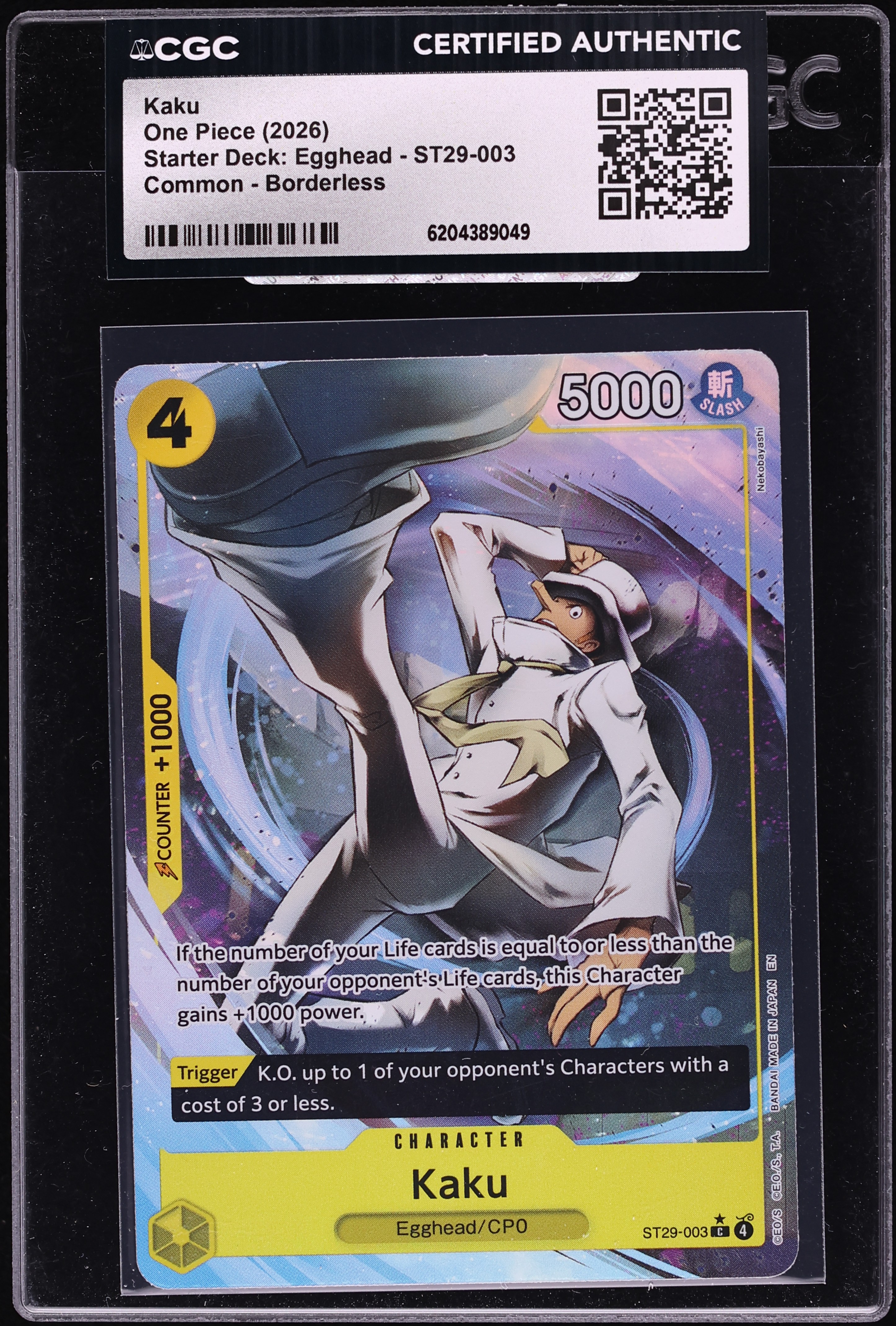 2026 One Piece Starter Deck Egghead Borderless Kaku #ST29-003 CGC AUTH