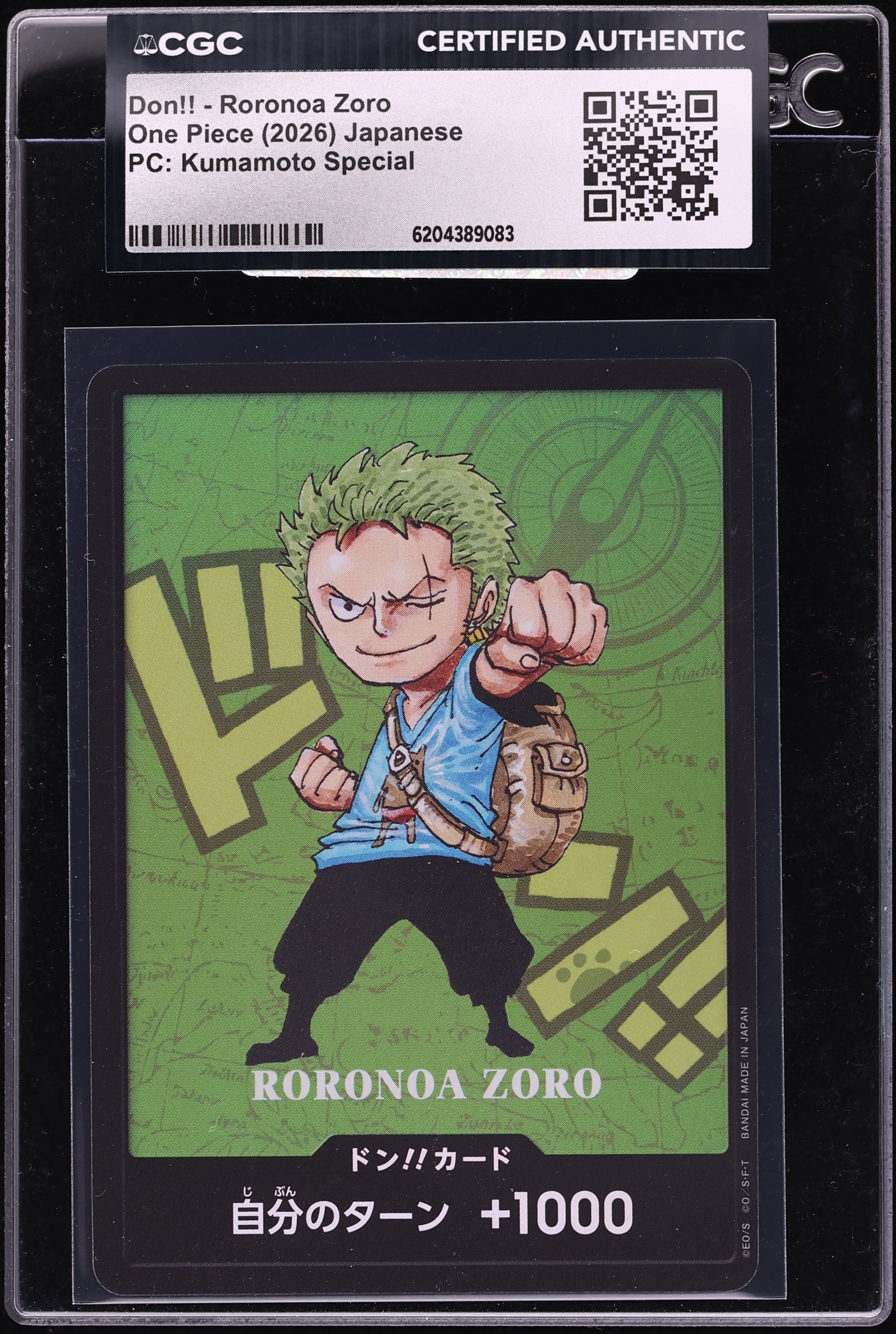 2026 One Piece Japanese Premium Collection Kumamoto Special Don!! Roronoa Zoro CGC AUTH