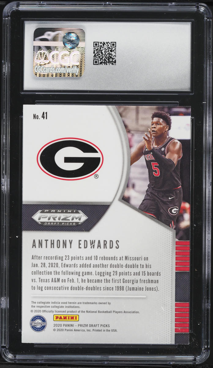 2020 Panini Prizm Draft Picks Anthony Edwards ROOKIE #41 CGC 9 MINT