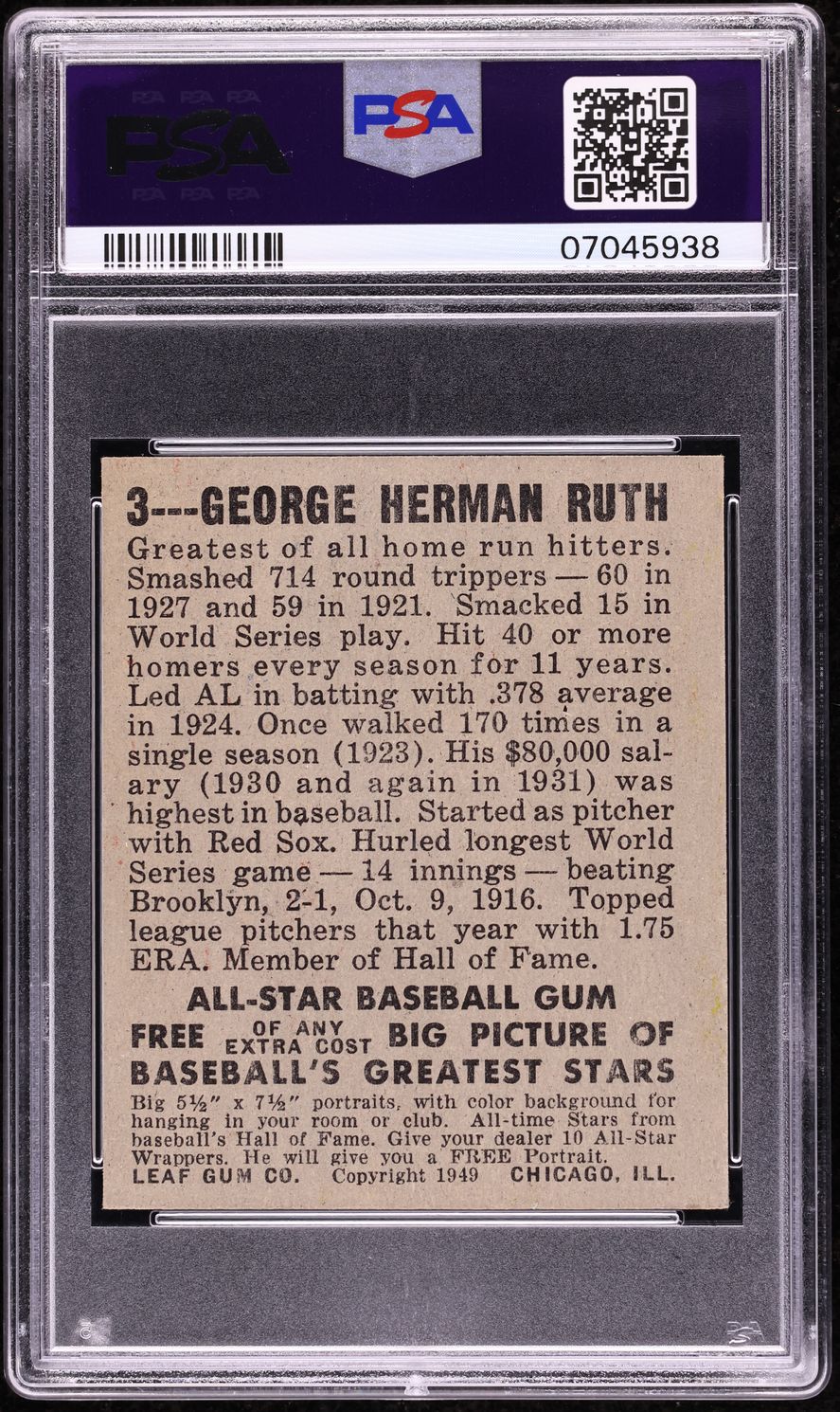 1948 Leaf Babe Ruth #3 PSA 8 NM-MT