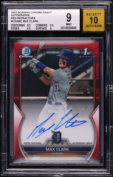 2023 Bowman Chrome Draft Red Refractor Max Clark PROSPECT AUTO /5 #CDA-MC BGS 9 MINT