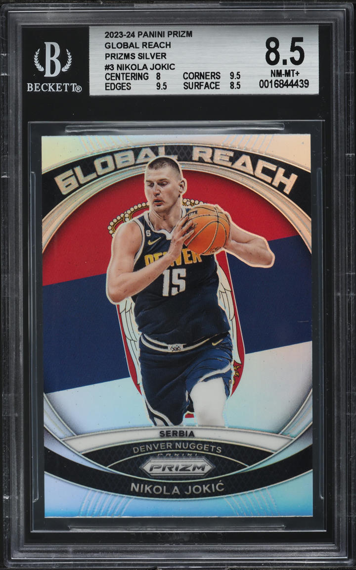 2023 Panini Prizm Global Reach Silver Nikola Jokic #3 BGS 8.5 NM-MT+