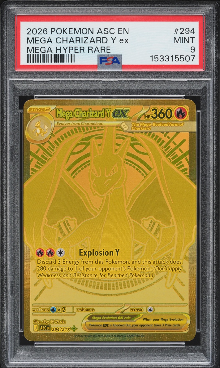 2026 Pokemon Mega Evolution Ascended Heroes MHR Mega Charizard Y Ex #294 PSA 9 MINT