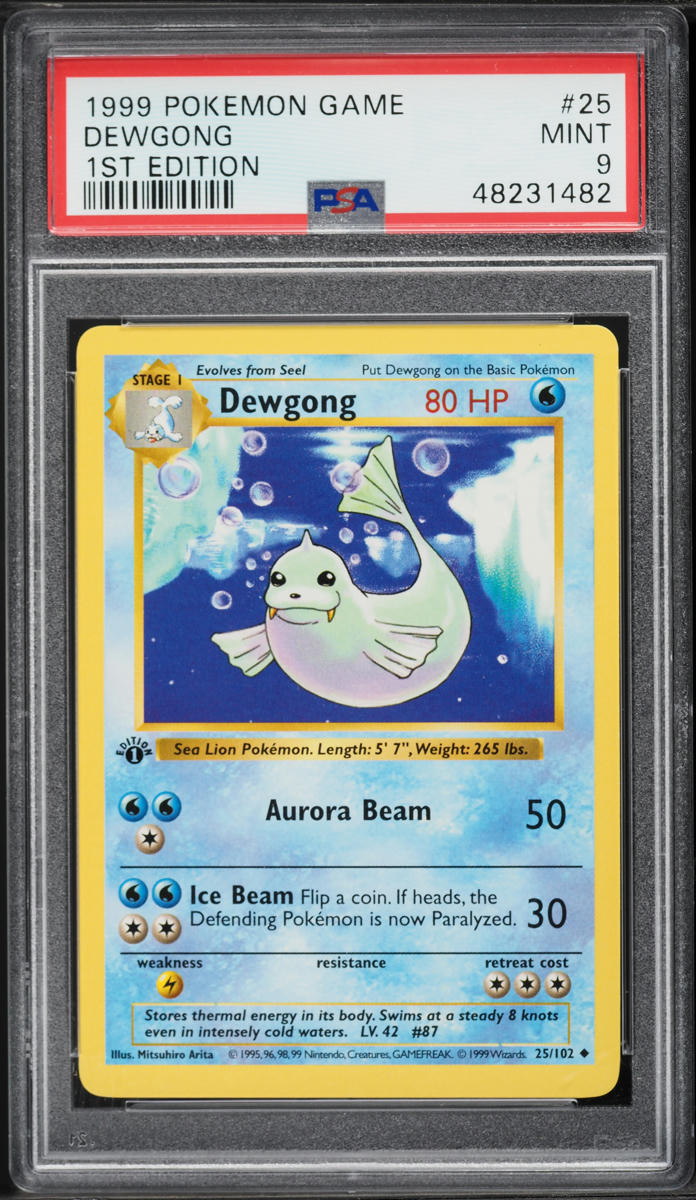 1999 Pokemon Base Set Shadowless 1st Edition Dewgong #25 PSA 9 MINT