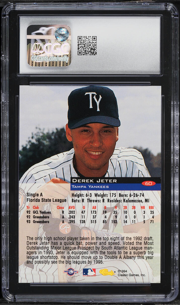 1994 Classic Derek Jeter ROOKIE #60 CGC 9 MINT