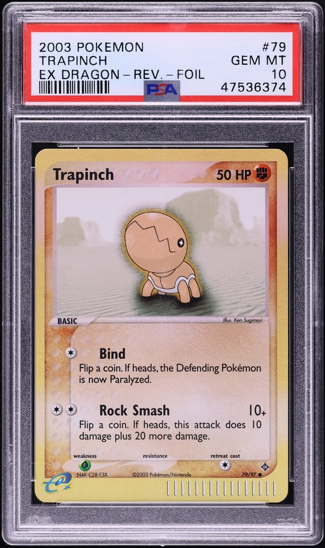 2003 Pokemon EX Dragon Reverse Holo Trapinch #79 PSA 10 GEM MINT