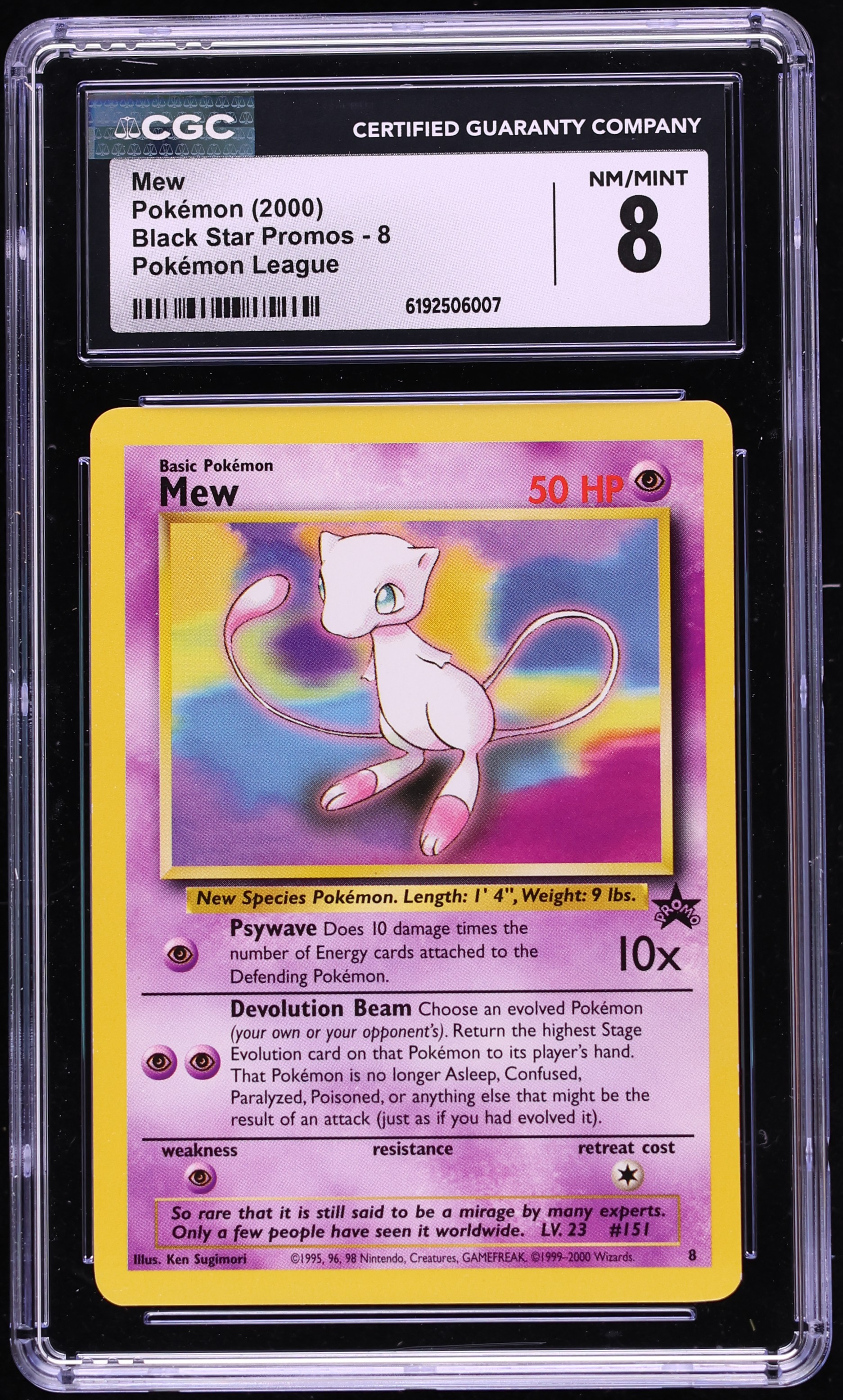 2000 Pokemon League Black Star Promo Mew #8 CGC 8 NM-MT