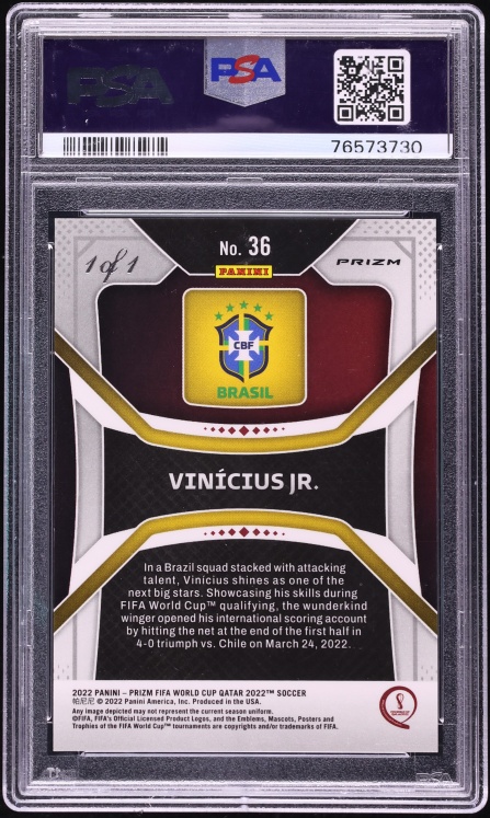 2022 Panini Prizm World Cup Qatar Nebula Choice Vinicius Jr. 1/1 #36 PSA 6 EXMT