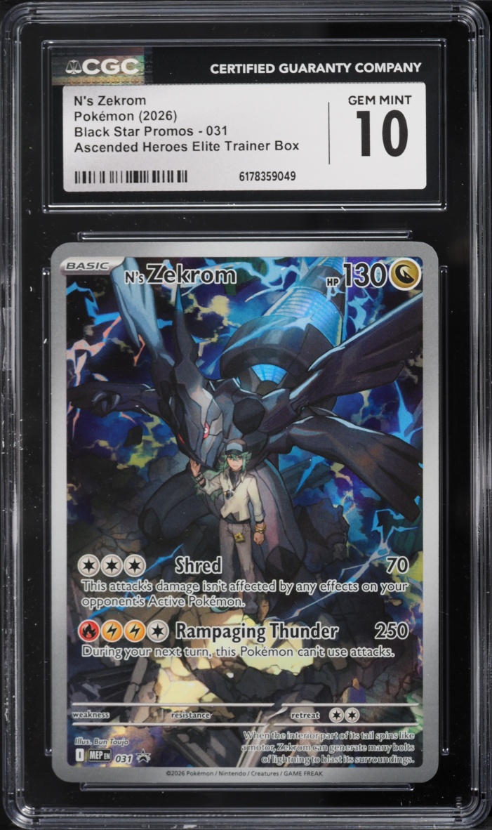2026 Pokemon Mega Evolution Promo Ascended Heroes ETB Miscut Full Art N's Zekrom #31 CGC 10 GEM